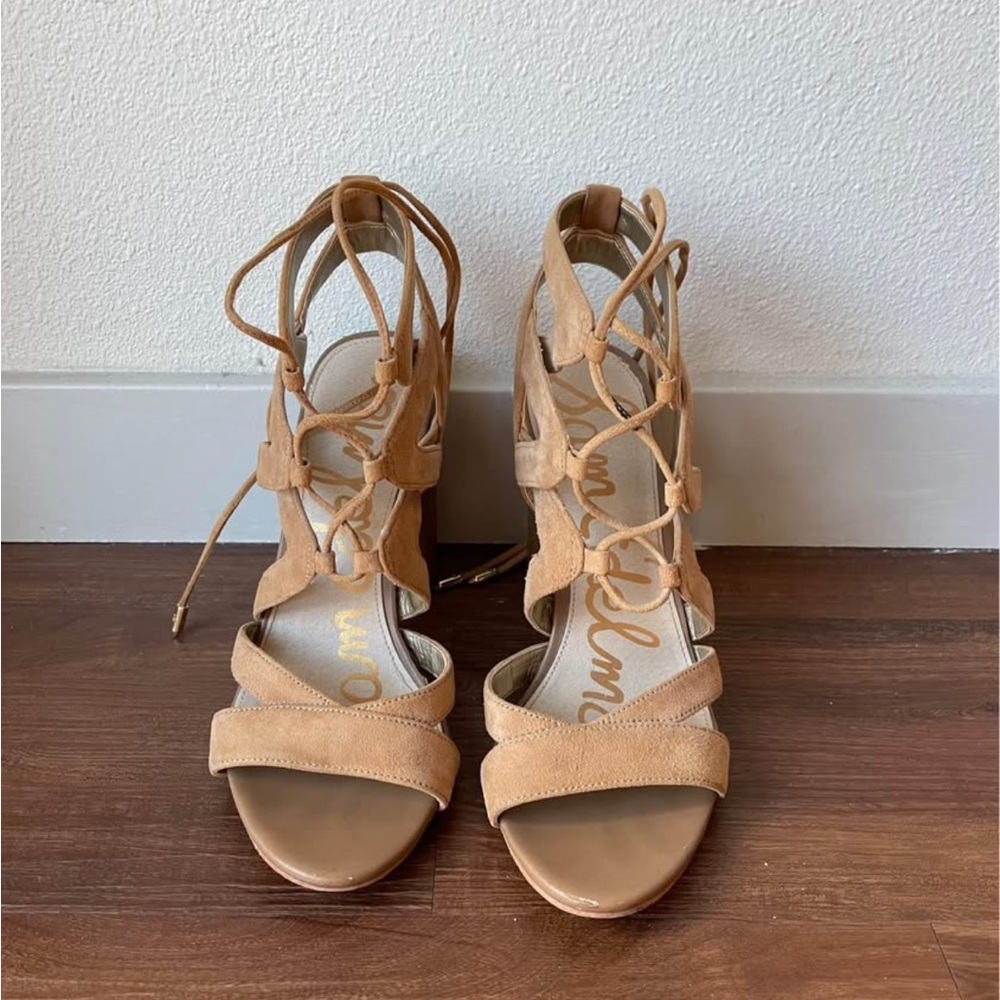 Sam Edelman Tan Strappy Suede Heels